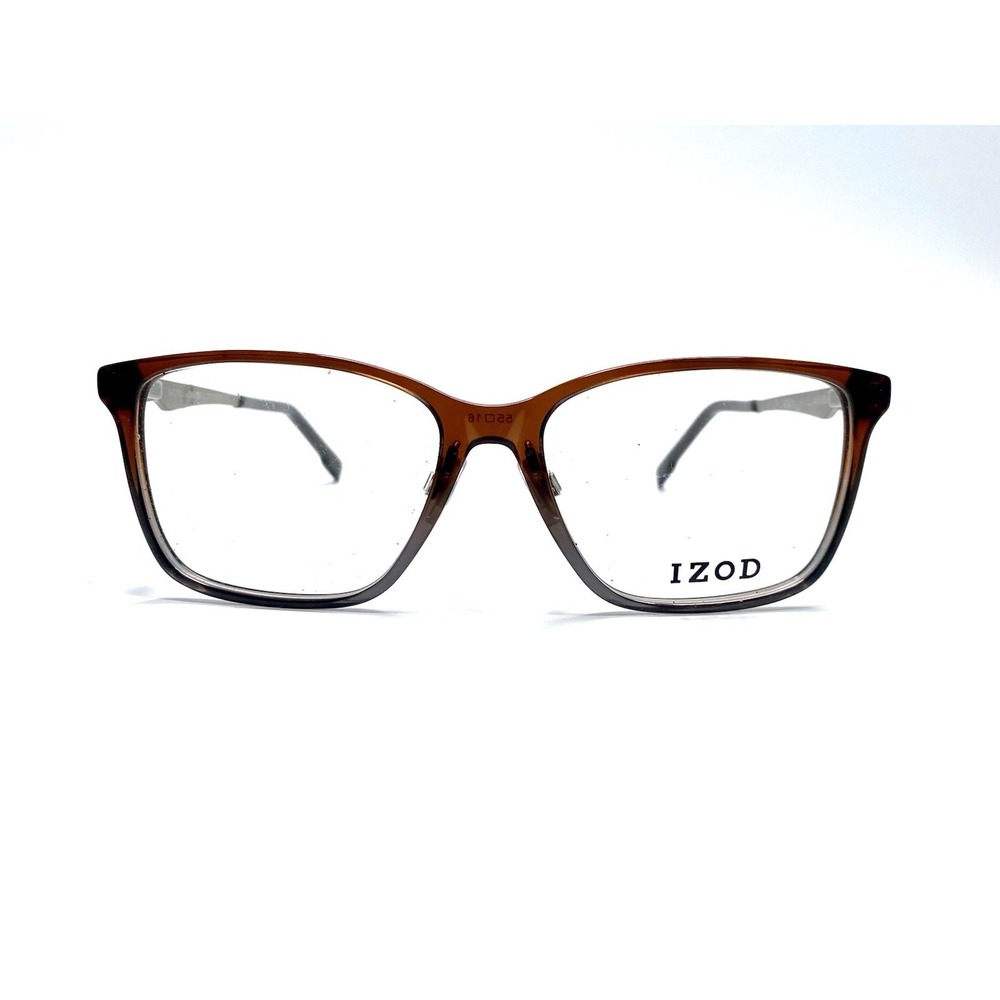 New IZOD Brown Gray Clear Fade Rectangular Glasses IZ 2120 55 16 145 Brown Fade
